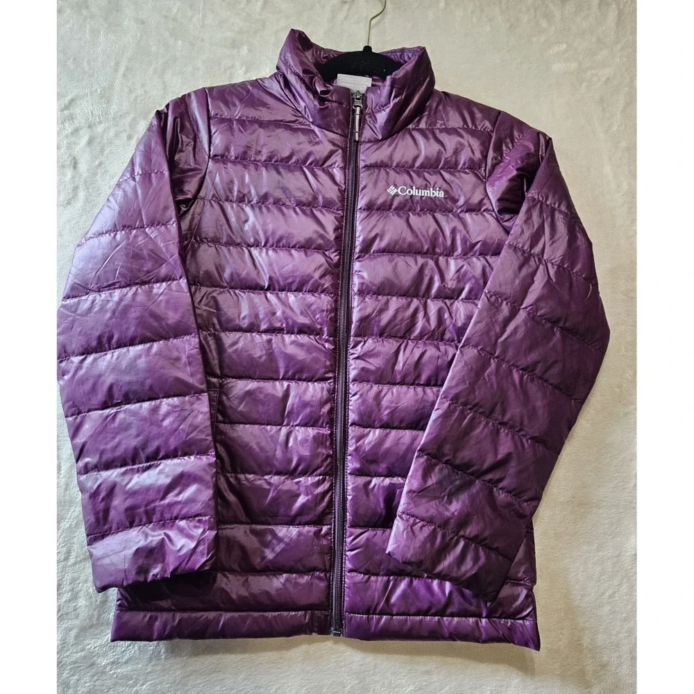 Columbia Youth M 10/12 Purple Down Puffer Jacket Kids Lightweight Quilted Winter